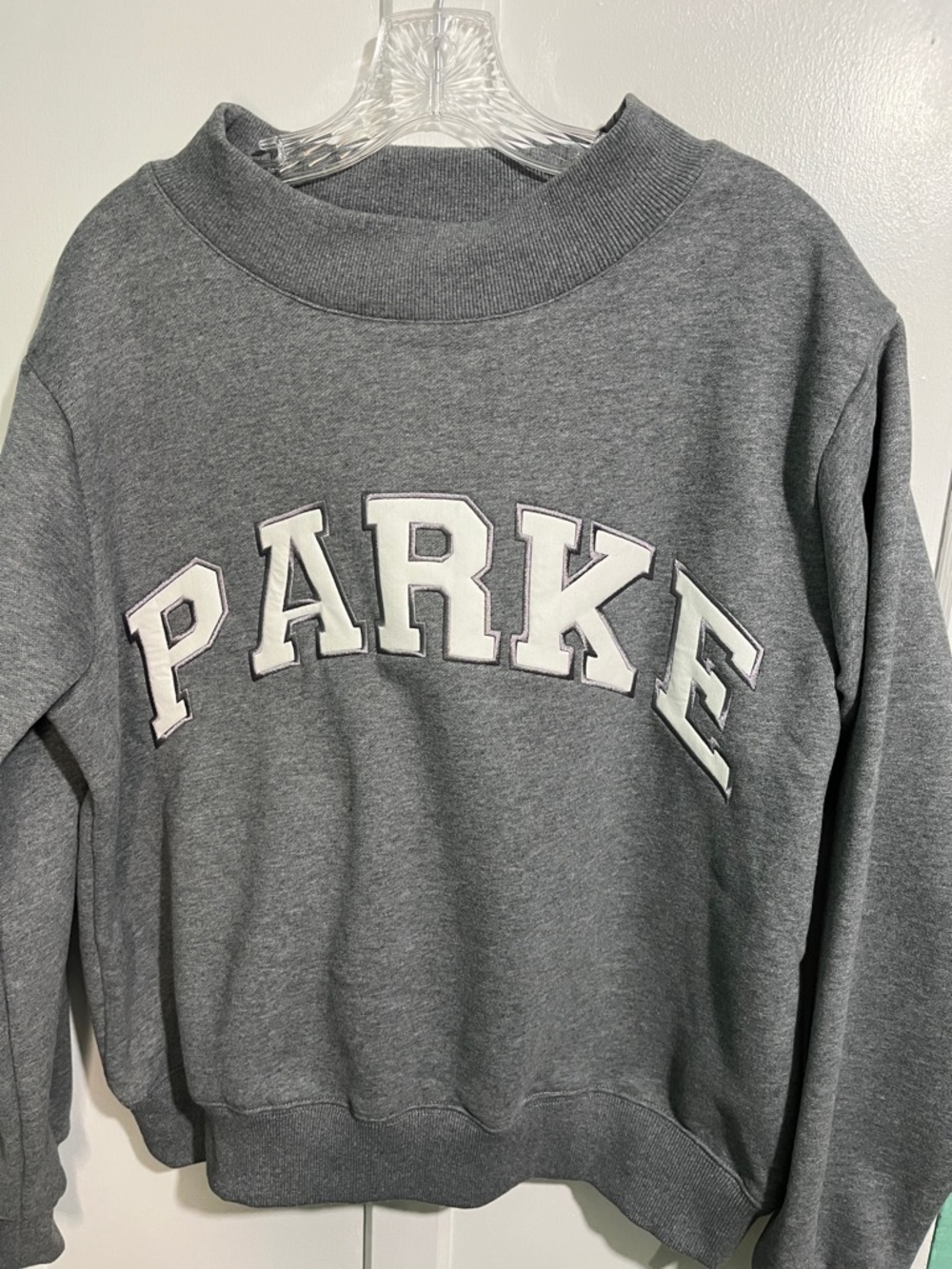 Parke Varsity Mock Neck Crewneck Sweatshirt Stormy + White S/M Tried on for size